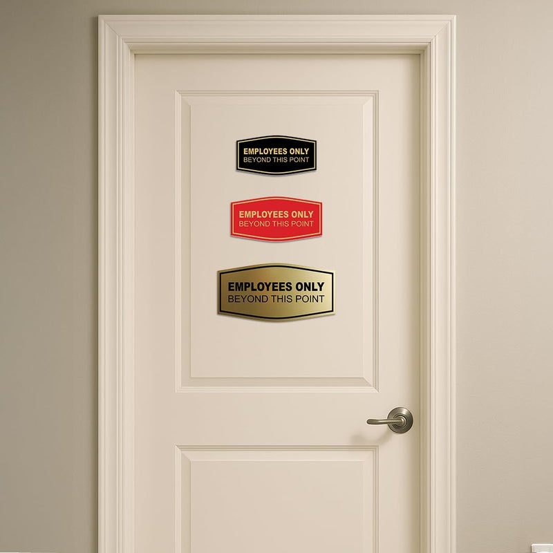 All Quality Fancy Employees Only Beyond This Point Wall or Door Sign - Easy to Install | (Black) - Large 1 Pack - Image 2
